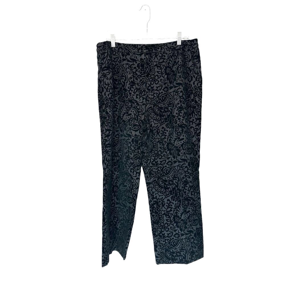 Talbots Black Velvet Jacquard‎ Brocard Career Straight Leg Dress Pant Size 16